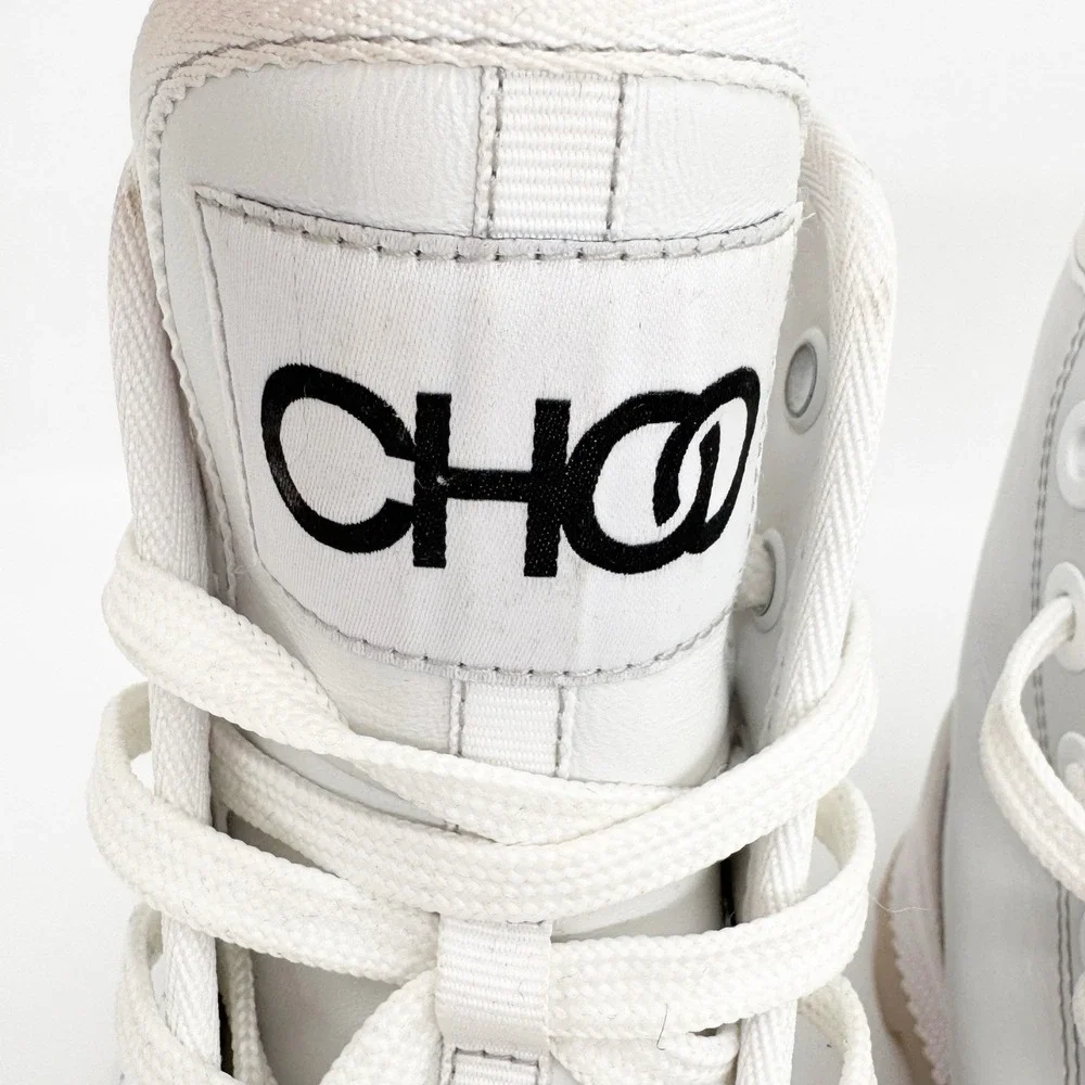 Jimmy Choo‎ Mens Nord Sneaker Boot US 10 EU 43 White Leather Suede Chunky 90s